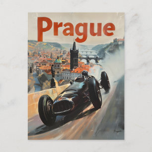 Postal Carro vintage de Praga