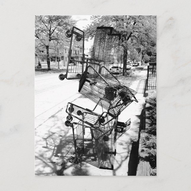 Postal carros de compras apilados arte urbano (Anverso)