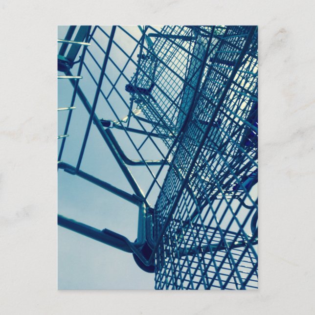 Postal carros de compras de arte urbano apilados (Anverso)