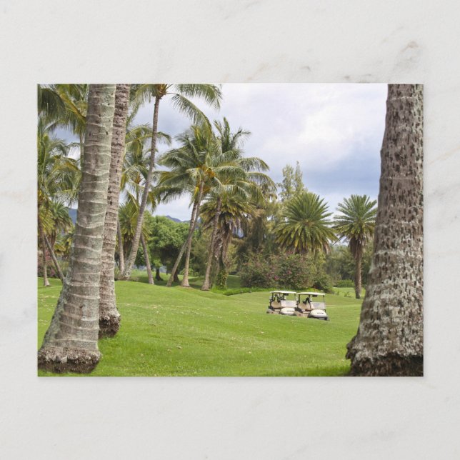 Postal Carros de golf en la bahía de Poipu, Kauai, Hawaii (Anverso)