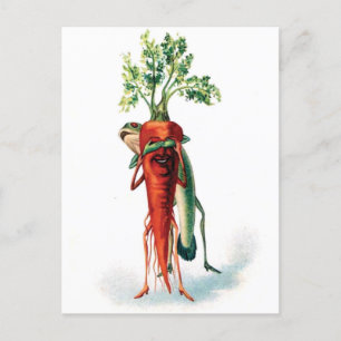 Postal Carrot and Frog Funny Valentine