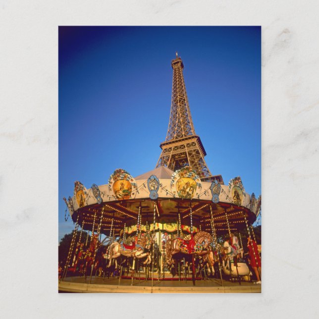 Postal Carrusel, Torre Eiffel, París, Francia (Anverso)