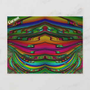 Postal CARSON ~ Patrón de diseño fractal 3D ~ Multicolor 