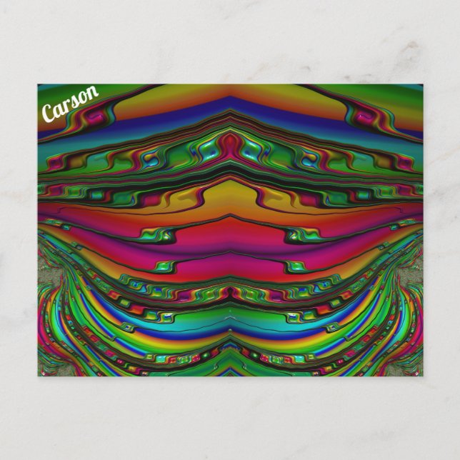 Postal CARSON ~ Patrón de diseño fractal 3D ~ Multicolor  (Anverso)