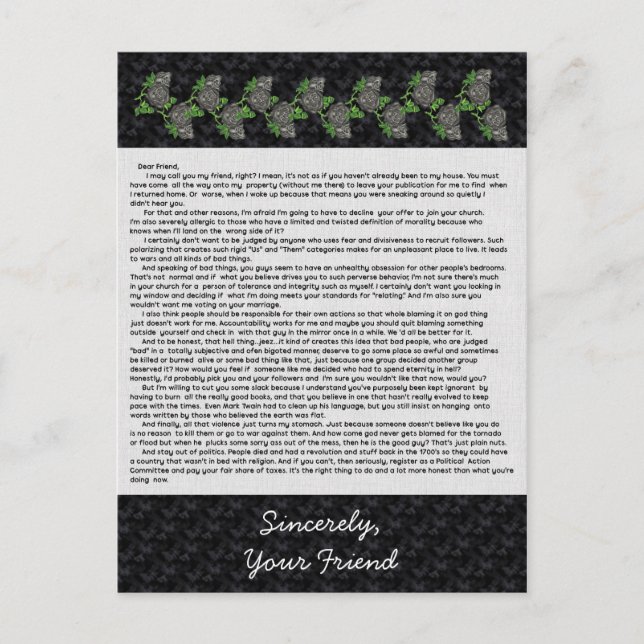 Postal Carta a los matones de la Biblia (Anverso)