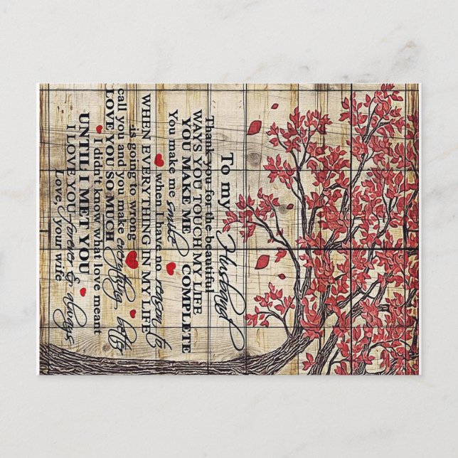 Postal Carta a mi esposo, regalo para nueva casa (Anverso)