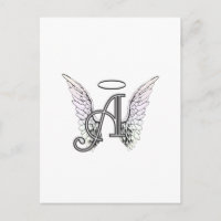 Carta A Monograma inicial con Angel Wings & Halo