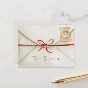 Postal Carta a Santa Rayas Rojas Blancas Navidad