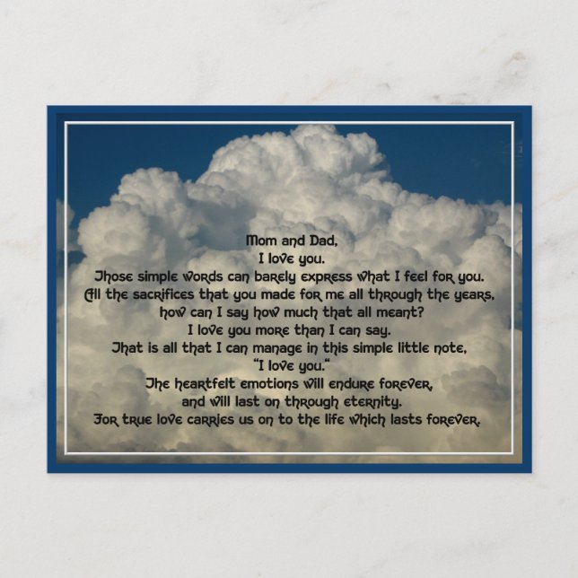 Postal Carta de amor a los padres (Anverso)