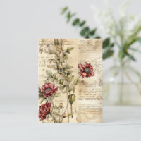 Carta de amor de pergamino vintage con flores (1)