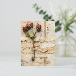Postal Carta de amor de pergamino vintage con flores (2)