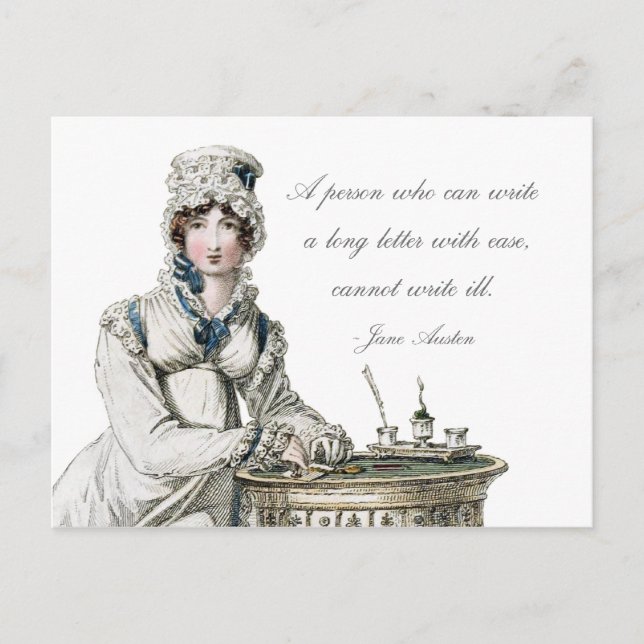 Postal Carta de citas de Jane Austen Escribiendo Postcard (Anverso)