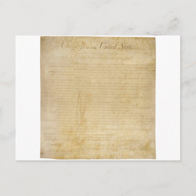 Postal Carta de Derechos de la Constitución original de l (Anverso)