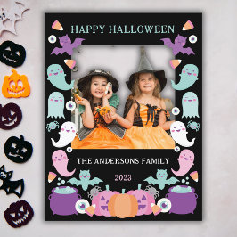 Postal Carta de fotos de halloween con colores pastel