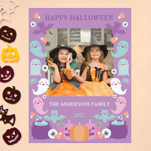 Postal Carta de fotos de halloween en tonos malva y paste