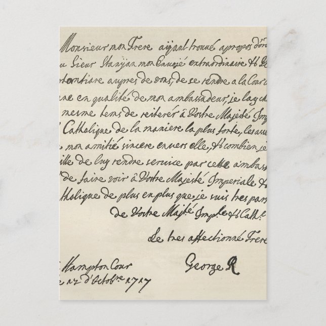 Postal Carta de George I a Carlos VI (Anverso)