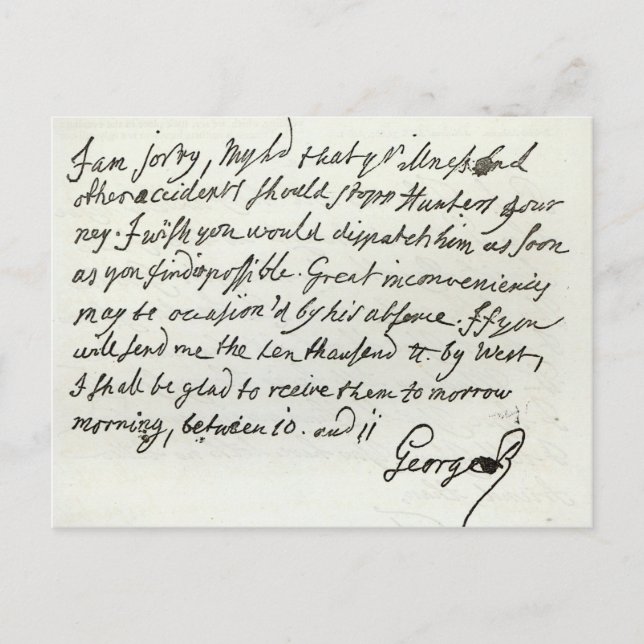 Postal Carta de George II al duque de Newcastle (Anverso)
