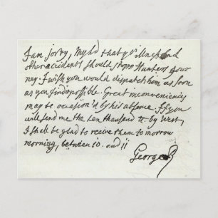 Postal Carta de George II al duque de Newcastle