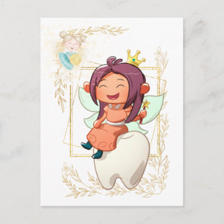 Postal Carta de hada de los dientes | princesa niña marco