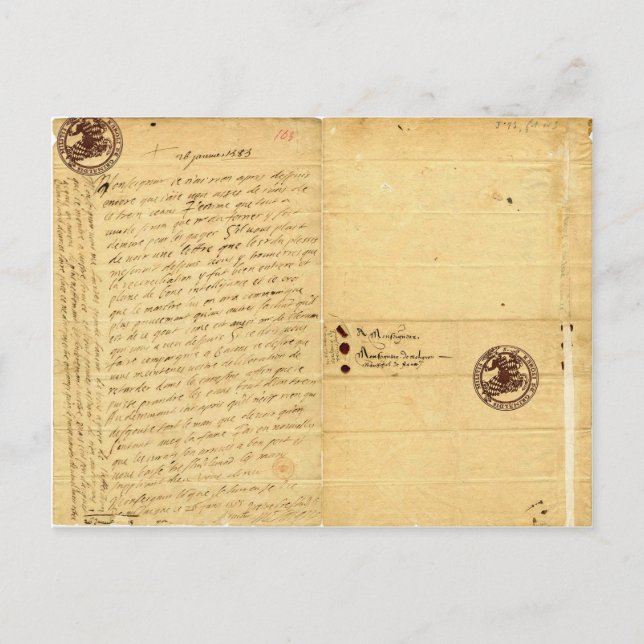 Postal Carta de Michel de Montaigne 1585 (Anverso)