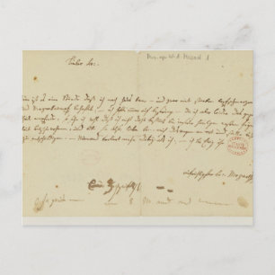 Postal Carta de Mozart a freemason, enero de 1786