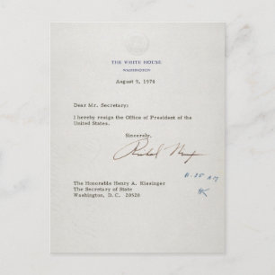 Postal Carta de renuncia de Richard M. Nixon 1974