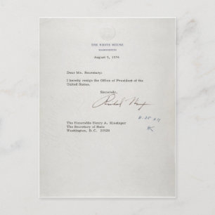 Postal Carta de renuncia del presidente Richard M. Nixon