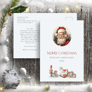 Postal Carta de Santa al bebé Cute Verde Rojo