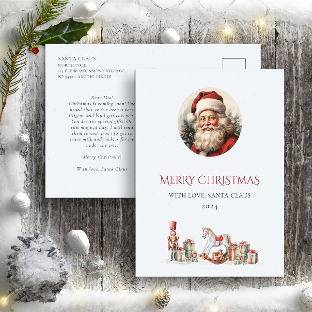 Postal Carta de Santa al bebé Cute Verde Rojo (Subido por el creador)