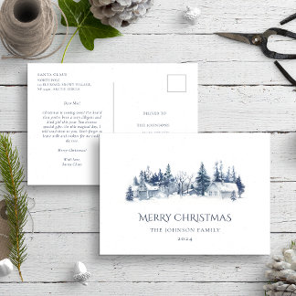 Postal Carta de Santa al bebé Navidades Azules Invierno