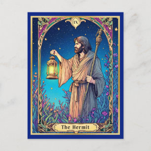 Postal Carta de Tarot Art Nouveau, El Ermitaño