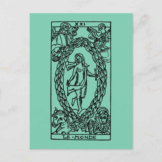 Postal Carta de tarot: El mundo (Anverso)