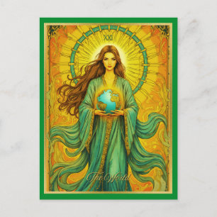 Postal Carta del Tarot Art Nouveau El Mundo