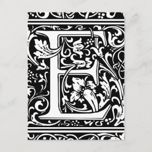 Postal Carta E Monograma medieval Art Nouveau