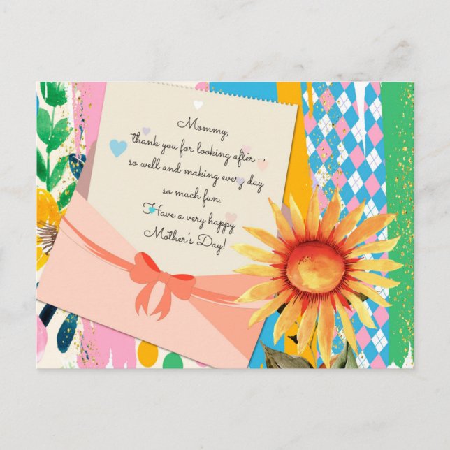 Postal Carta floral giratoria sobre el día de la madre (Anverso)