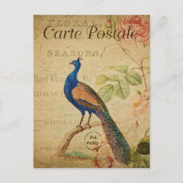 Postal Carta francesa de pavo real posventa