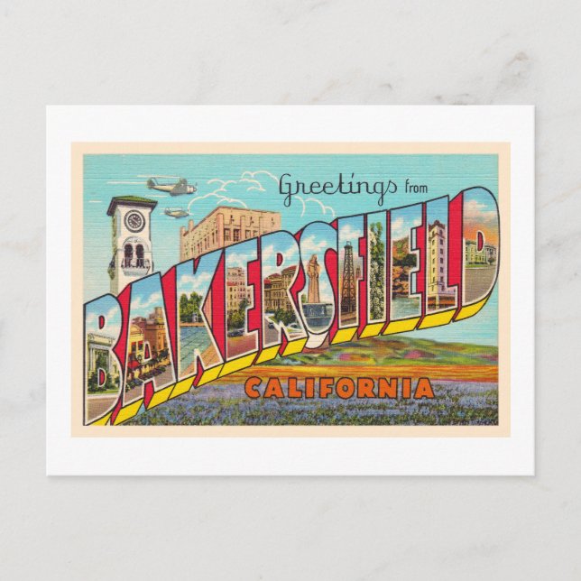 Postal Carta grande de Bakersfield California (Anverso)