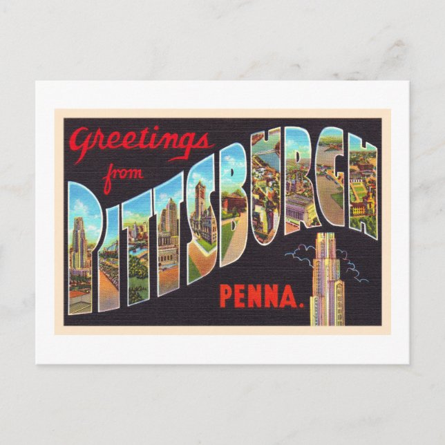 Postal Carta grande de Pittsburgh Pennsylvania PA Postcar (Anverso)