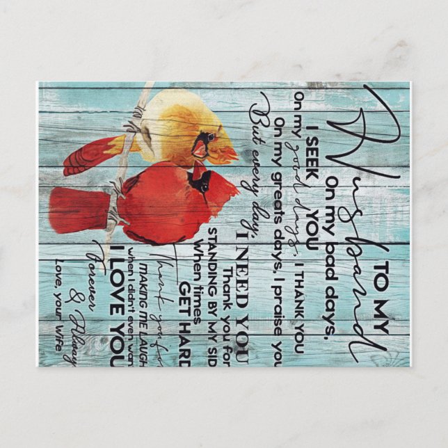 Postal Carta para el esposo | Decoración familiar | (Anverso)