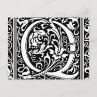 Carta Q Monograma medieval Art Nouveau