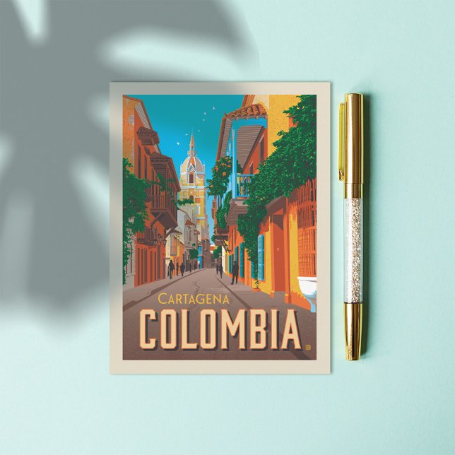 Postal Cartagena, Colombia (Postcard on table)