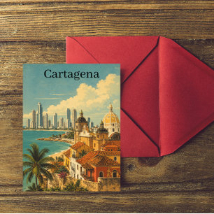 Postal Cartagena Colombia Caribe Viaje Vintage 