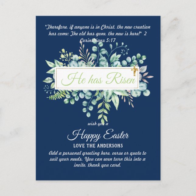 Postal Cartas católicas de EASTER Cita de la Biblia Versa (Anverso)