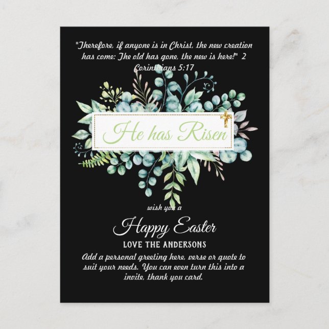 Postal Cartas católicas de EASTER Cita de la Biblia Versa (Anverso)