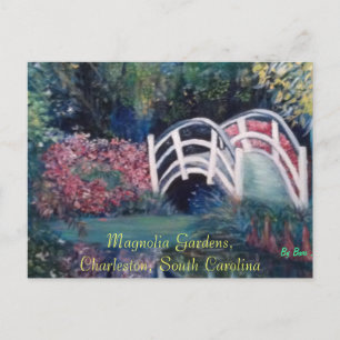 Postal Cartas con bello paisaje, puente de flores