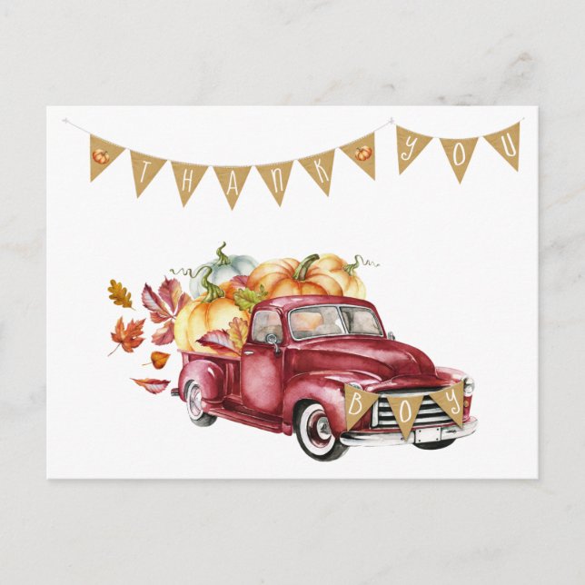 Postal Cartas de agradecimiento a la Calabaza Baby Shower (Anverso)