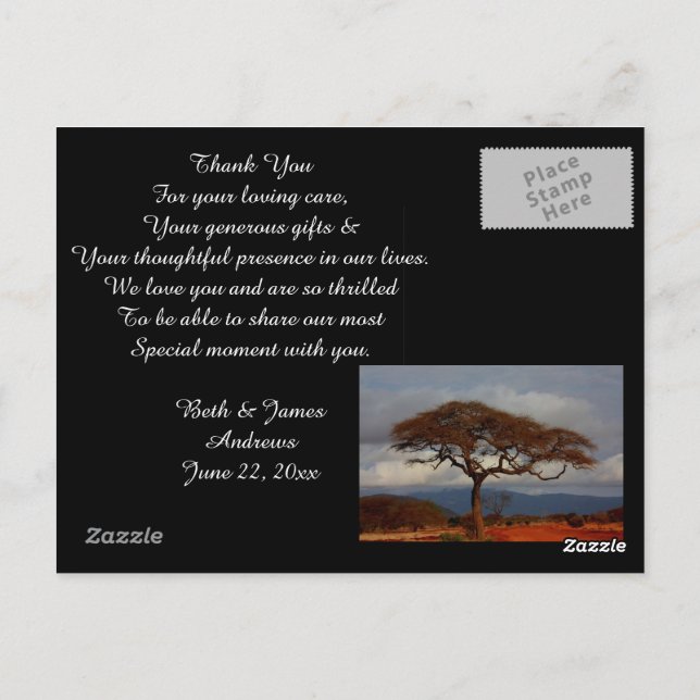 Postal Cartas de agradecimiento a la novia romántica de S (Reverso)