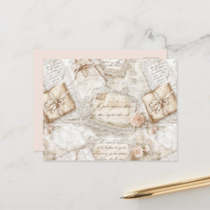 Postal Cartas de Amor Rosas Románticas Marfil Beige