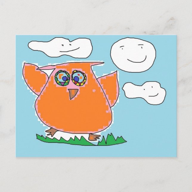 Postal cartas de búho de feliz día (Anverso)