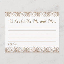 Postal Cartas de deseo de Boda de Burlap y Lace, rústico